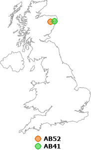 map showing distance between AB52 and AB41