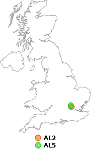 map showing distance between AL2 and AL5