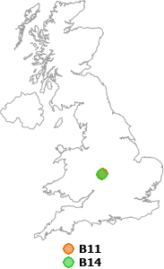 map showing distance between B11 and B14