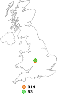 map showing distance between B14 and B3