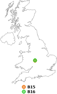 map showing distance between B15 and B16