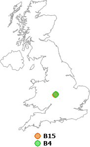 map showing distance between B15 and B4