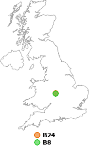 map showing distance between B24 and B8