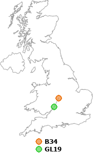 map showing distance between B34 and GL19