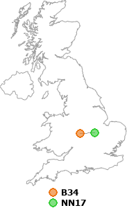 map showing distance between B34 and NN17