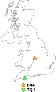 map showing distance between B44 and TQ4