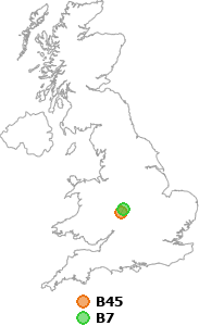 map showing distance between B45 and B7