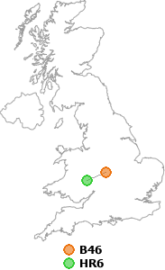 map showing distance between B46 and HR6