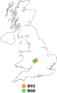 map showing distance between B92 and B60