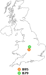 map showing distance between B95 and B79