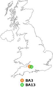 map showing distance between BA3 and BA13