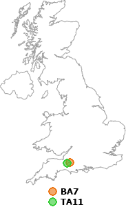 map showing distance between BA7 and TA11