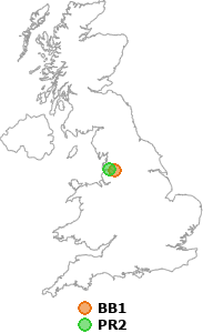 map showing distance between BB1 and PR2