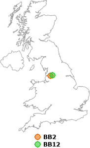 map showing distance between BB2 and BB12