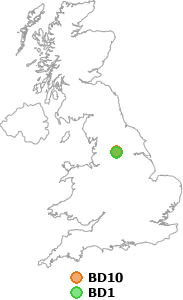 map showing distance between BD10 and BD1