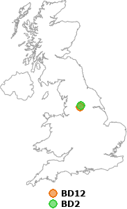 map showing distance between BD12 and BD2