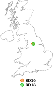 map showing distance between BD16 and BD18