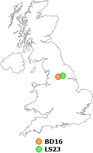 map showing distance between BD16 and LS23