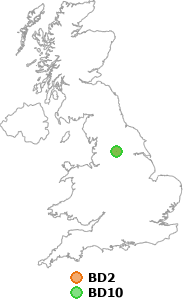 map showing distance between BD2 and BD10