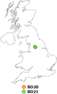 map showing distance between BD20 and BD21