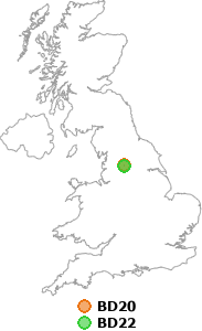 map showing distance between BD20 and BD22