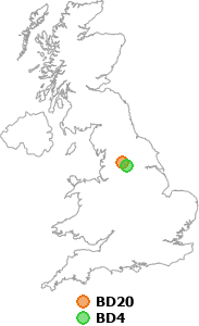 map showing distance between BD20 and BD4