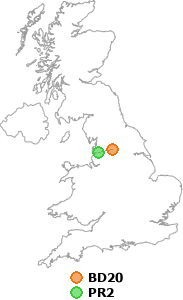 map showing distance between BD20 and PR2