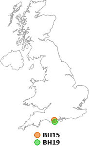 map showing distance between BH15 and BH19