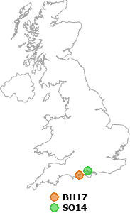 map showing distance between BH17 and SO14