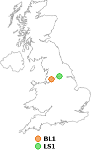 map showing distance between BL1 and LS1