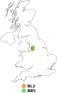 map showing distance between BL2 and BB5