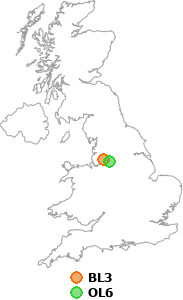 map showing distance between BL3 and OL6