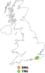 map showing distance between BN6 and TN6