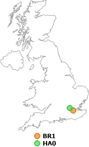 map showing distance between BR1 and HA0