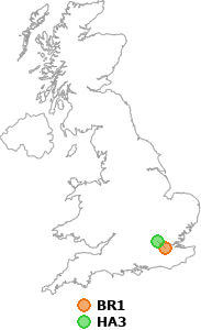 map showing distance between BR1 and HA3