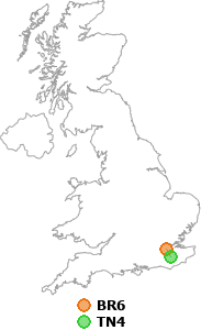 map showing distance between BR6 and TN4