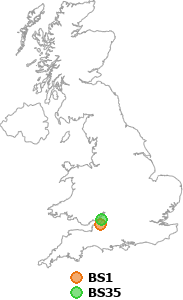 map showing distance between BS1 and BS35