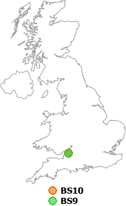 map showing distance between BS10 and BS9