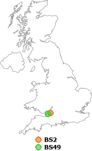 map showing distance between BS2 and BS49