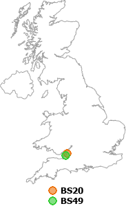 map showing distance between BS20 and BS49