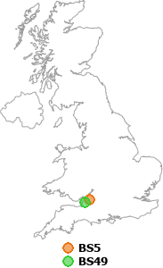 map showing distance between BS5 and BS49