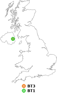 map showing distance between BT3 and BT1