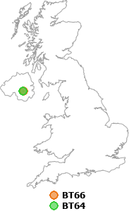 map showing distance between BT66 and BT64