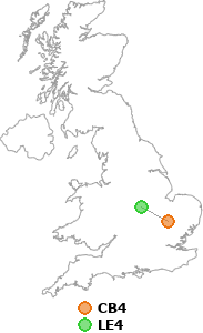 map showing distance between CB4 and LE4