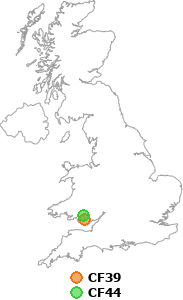 map showing distance between CF39 and CF44