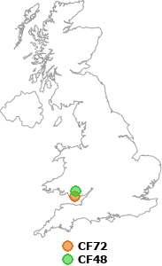 map showing distance between CF72 and CF48