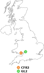 map showing distance between CF82 and GL2