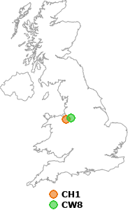 map showing distance between CH1 and CW8