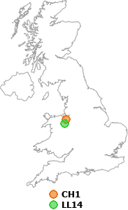 map showing distance between CH1 and LL14