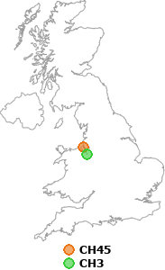 map showing distance between CH45 and CH3